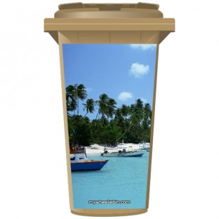 Boats On The Shoreline Wheelie Bin Sticker Panel